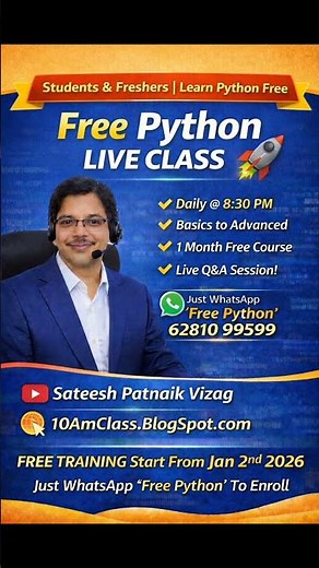 One Month Free Python Live Training 🔥 | Still Thinking? Join Free Python Training Now #python#shorts