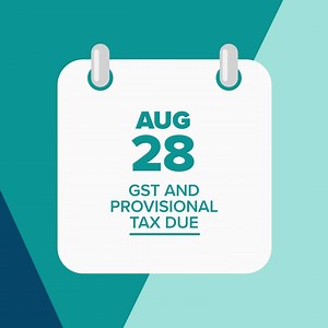 If you pay monthly GST and provisional tax payments, remember they’re due on 28 August. If you’re unable to pay due to COVID-19, please get in touch so we can help. Find out more below | Inland Revenue NZ
