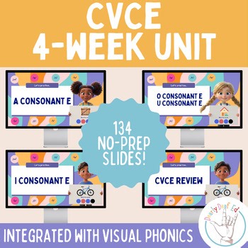 CVCe Silent E Phonics Bundle | 4 Weeks of NO PREP Lessons with Visual Phonics