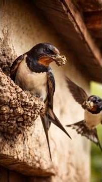Amazing Swallow Bird Building a Mud Nest | Nature’s Tiny Architect