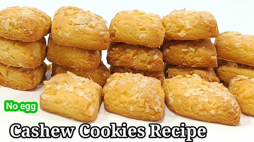 Bakery-Style Cashew Cookies Recipe | Eggless, Buttery & Crunchy | Easy Tea-Time Biscuits Bakery-Style Cashew Cookies Eggless | Crunchy | Melt-in-Mouth These bakery-style cashew cookies are rich, buttery, and melt-in-the-mouth with a crisp bite! Topped with crunchy cashews, they’re perfect for tea time or festive gifting. Eggless and delicious! 🧾 Ingredients: Unsalted butter – 50g (room temp) Powdered sugar – 40g Milk – 15ml Salt – a pinch All-purpose flour – 85g Custard powder – 15g Milk powder