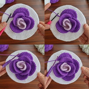 3D⚡💯Wow Amazing💯👌🌷 Very easy crochet rose flowers making for beginners🌷🌷 #crochet #knitting | Crochet knitting love