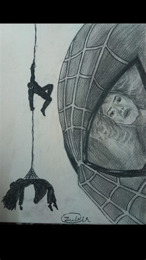 Drawing Spider-Man & MJ Heartbreaking Scene 🕷️🖤 | Pencil Sketch #shorts