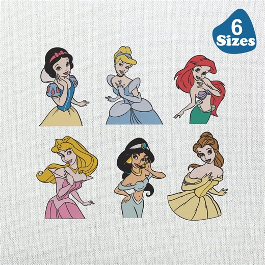 Princess Embroidery Design Bundle: Disneyland Vintage Coquette Style (6 Sizes) - Digital Download - Etsy