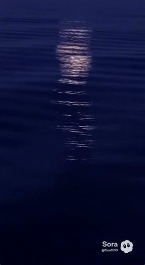 月光に照らされる夜の海と静かな波音