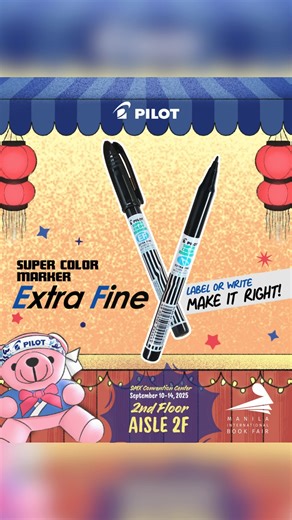 Label or write, make it right with Pilot Extra Fine Super Color Markers! Pilot Extra Fine Markers packs a lot of ink, dries quickly and super convenient! Have one at your home, office and in your bag! Complete your marker supplies at The Manila International Book Fair! Shop yours at the Pilot Pens booth, 2nd Floor, Aisle 2F - from September 10-14, 2025 at SMX Convention, MOA Grounds. See you all guys! Manila International Book Fair #pilotpensphilippines #PilotExtraFineMarkers #PilotSuperColor #D