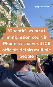 Immigration and Customs Enforcement (ICE) showed up at the Phoenix Immigration Court on Wednesday, where a chaotic scene unfolded as ICE officers detained immigrants who showed up for their court hearings. Copper Courier’s political reporter, Sahara Sajjadi, was on the scene and documented the day’s events. Some Arizona state lawmakers, including Arizona State Rep. Analise Ortiz, were also on hand to provide support and guidance to immigrants about their rights. The detentions appear to be part 