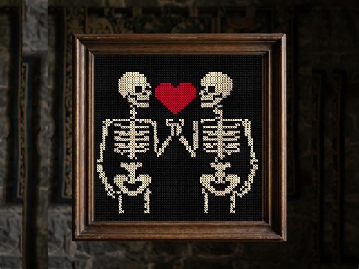 Gothic Skeleton Lovers Cross Stitch Pattern Dark Romance Love Symbol Minimal Skull Art Gothic Valentine Counted Stitch Chart PDF File - Etsy