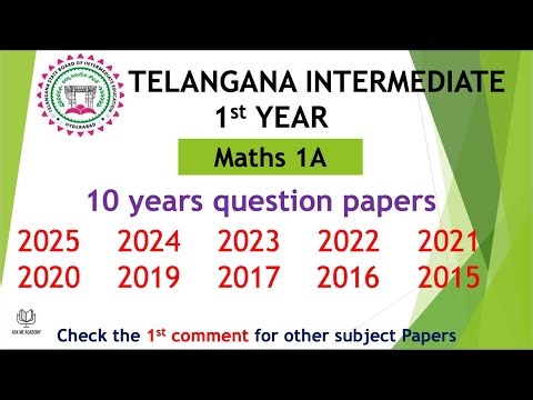 TS Inter 1st Year Maths 1A 2025 - 2016 10 years previous Question Papers IPE Telangana TG inter