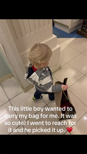 I went to reach for the bag and he picked it up to carry it! He’s so sweet!