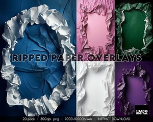 Ripped Paper Overlay: PNG Digital Backdrop (digital Download) - Etsy