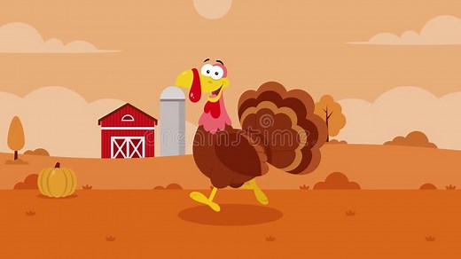 Cute Turkey Cartoon Character Running Stock Video - Video of domestic, animal: 216540847