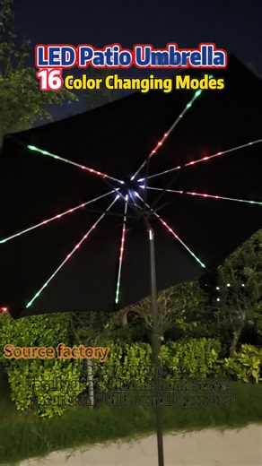 Central column style meteorological lamp courtyard umbrella, simple and good-looking style, stable column, sunshade and romantic lighting, essential for outdoors. #BananaUmbrellaSunUmbrella #outdoorSunUmbrellaCourtyardUmbrella