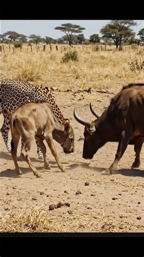 Cow Saves Calf 😱🐄 | Leopard Attack Failed #shorts
