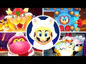 Super Mario 3D World - All Bosses with White Cat Mario