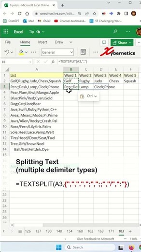 How to split text with multiple delimiters with Excel - Excel Tips and Tricks #shorts