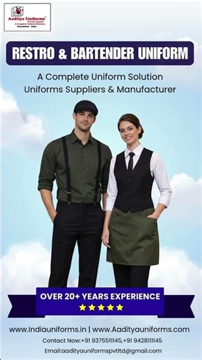 Restro & Bartender Uniform – Available At Aaditya Uniforms