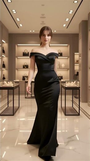 Street Fashion Walk | Black Satin Gown | Fashion Trends