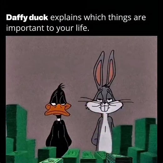 Profit Scene on Instagram: "The quote "only two things can save life money and god" was not actually said by Daffy Duck in any official Looney Tunes cartoon or production. While Daffy Duck is famously greedy and often expresses a desire for wealth (e.g., "I'm rich! I'm rich! It's all mine!" and "Consequences, Schmonsequences, as long as I'm rich"), he does so in a selfish and comical manner, not as a philosophical statement about life's essential elements. Daffy's actions consistently show his f