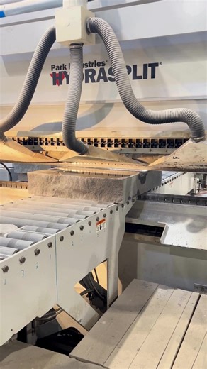 This is a hydraulic splitter at work. It uses up to 300 tons of splitting force to break massive granite slabs into precise, individual memorials. The result? Clean, accurate splits in even the hardest stone. | Rock of Ages