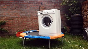 Washing machine brick bouncing on trampoline is Hilarious