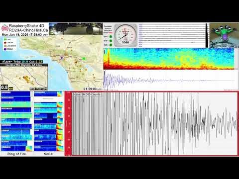 M 4.9 - 19 km NNE of Indio, CA 1/19/26 - RaspberryShake 4D Seismograph (RD29A) - Chino Hills, CA