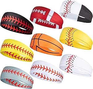9 Pack Sports Headbands for Men Women Running Sweatbands Moisture Wicking Workout Headband for Running Yoga Cycling