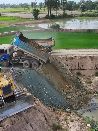 24K views · 252 reactions | KOMATSU D60P Bulldozer Takes on the BIGGEST Pond Filling Challenge! Part 59 | Dozer Powerful | Facebook