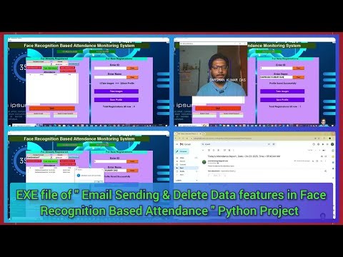 EXE file of Email Sending & Delete Data features in Face Recognition Based Attendance Python Project