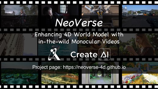 CreateAI联手中科院自动化所！🔥 NeoVerse 4D世界模型重磅发布！