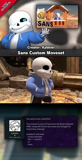 Sans Custom Moveset - Mod Showcase [SSBU] | #supersmashbrosultimate #undertale #sans #smashmods