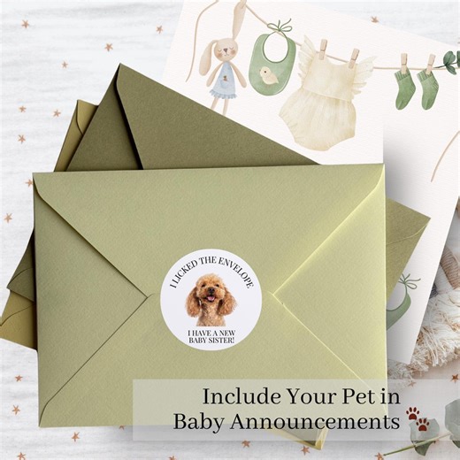 Baby Shower Envelope Seals, Custom Dog Portrait Stickers, Personalized Invitation, Baby Shower Favors, Address Labels for Baby Announcement - Etsy