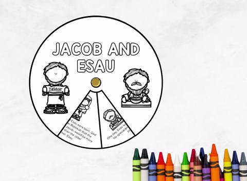 Jacob and Esau, Bible Coloring Wheel Printable, Sunday School Craft, Bible Story Spinning Wheel, Kids Bible Study, Christian Homeschool - Etsy