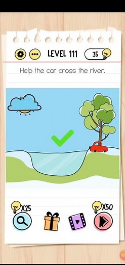 Brain test level 111 Help the car cross the river