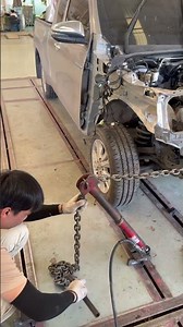 “Revo Bent Radiator Support—Pulled Back to Perfect!” #carrepair #ซ่อมรถ