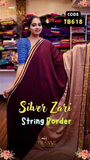 Silver Zari String Border Saree Collections 💕| CODE:TB618 #thanviboutique #saree