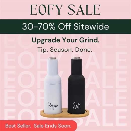 Mess-free seasoning at its finest. These grinders switch on with a tilt, bringing effortless flavour to every meal. 🎉 This best seller is now 30% off—so go on, give your dinners a delicious upgrade. | Pretty Little Designs