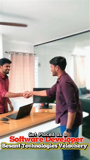 Besant Technologies Velachery on Instagram: "🎉 Placement Success Story – Congratulations Aanandhkumar! 🎉 We are thrilled to share another proud placement achievement from Besant Technologies, Velachery 🌟 Aanandhkumar has successfully entered the IT industry by getting placed as a Software Developer after completing the Full Stack Development Course at Besant Technologies, Velachery 💻🚀 This accomplishment reflects Aanandhkumar’s strong dedication, continuou