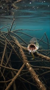 Largemouth bass picking up the worm in deep brush! #bassfishing #underwater #largemouth