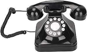Septpenta Traditional Vintage Corded Landline Telephone, Desk Phone with Blinking, Redial and Backup, 1960s Style Classic Corded Desk Phone for School/Home