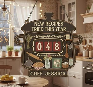 Personalized Kitchen Recipe Tracker Sign, New Recipes Tried This Year Counter, Custom Name Wooden Cooking Sign, Gift for Home Chef - Etsy UK