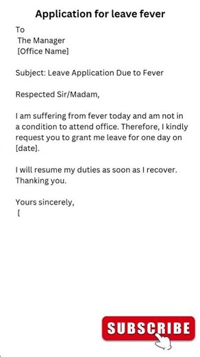 Application for leave fever | 🤒 Simple Leave Application for Fever | Easy Office Format in English