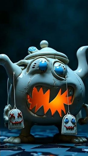 Creepy Teapot Monster & Haunted Teabags | 3D Horror Comedy Loop