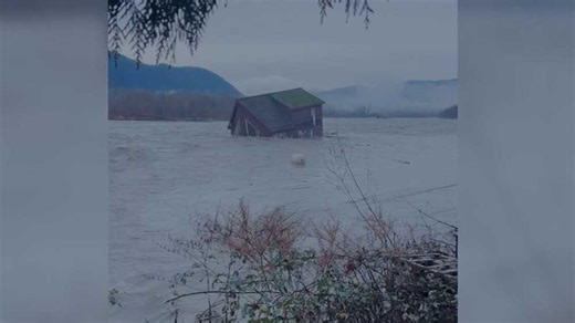 VIDEO: River carries away house in historic Washington floods