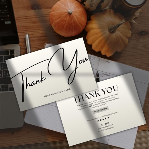 Elegant Thank You Card Template, Thanking Note to Customers and Clients, Canva - Etsy UK