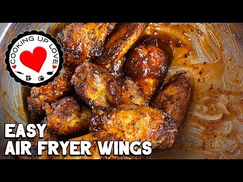 Air Fryer Chicken Wings Dry Rub & BBQ | Easy Air Fryer Wings | Cooking Up Love