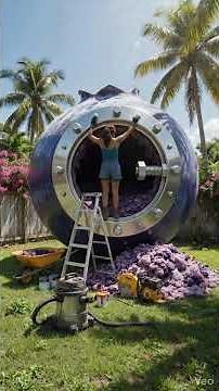 Transform a giant boulder into a charming little house #aishorts #aivideo #architecture #diy