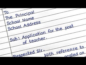 Application For The Post Of Teacher In English | Job Application For Teacher |