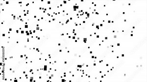 Abstract black and white pixelated background with random square patterns. Dynamic background for motion design