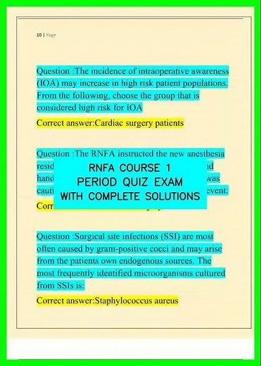 RNFA COURSE 1 PERIOD QUIZ EXAM WITH COMPLETE SOLUTIONS video